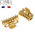 Camila Paris CP2921/2 French Hair Clip for Women, Set of 2 Small 1 inch Gold Girls Hair Claw Clip Jaw Fashion Durable Styling Hair Accessories for Women, Ladies Strong Hold Grip Clamp, Made in France