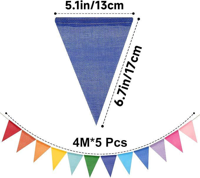 G2PLUS Rainbow Pennant Banner, 65Ft Multicolor Triangle Flag Bunting, Holiday - Image 2