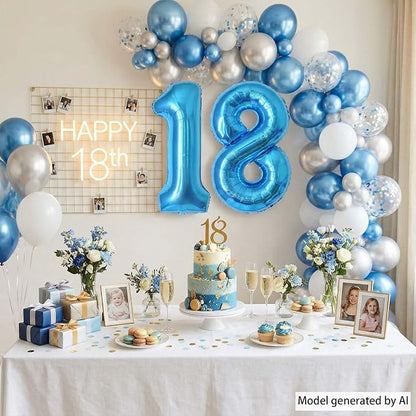 Light Blue Number 18 Balloon 40 Inch, Foil Numeral - Image 3