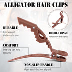 Havawish 12 Pcs Alligator Clips for Hair Styling Matte Alligator Crocodile Clips for Women Hair Sectioning(Brown)