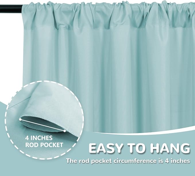 Light Green Backdrop for Parties Wedding Cyan Backdrop Curtains Rod Pocket - Image 3