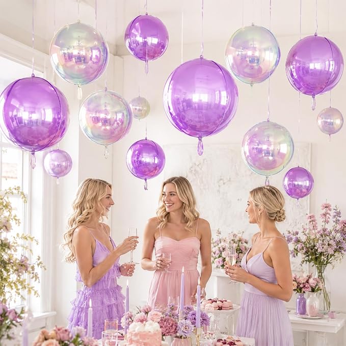 Iridescent Balloons 4D, 22Inch Round Clear Ball Shaped Balloons, Holographic - Image 5