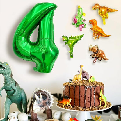 LilyZheng Large Dinosaur Balloon Number 4, 40 Inch Dark Green Foil Balloon - Image 5