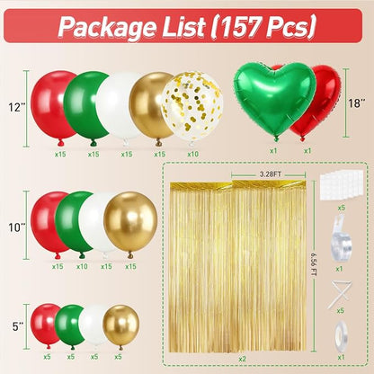Red Green White Gold Christmas Balloon Arch Kit - Image 2