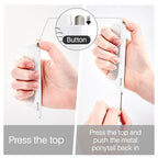 RHOS Carbon Retractable Rat Tail Parting Comb - Portable Fine Tooth Teasing Comb for Styling, Hair Cutting, Braiding with Stainless Steel Pin Tail - White