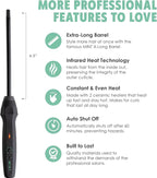 MINT Professional Clamp-Free Curling Wand 3/8 Inch for Long Hair | Extra Long Curl Wand 4-Heater Ionic Ceramic Tourmaline Barrel | Best Curling Wands | Adjustable 230-430°F | Worldwide Dual Voltage