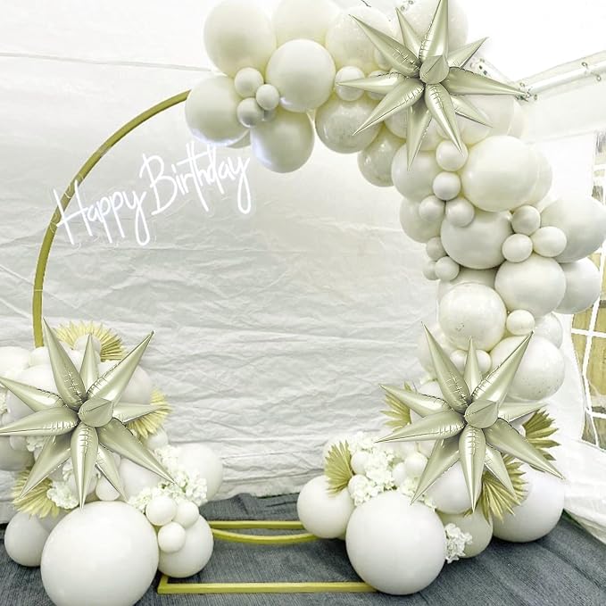 60 PCS Cream Star Balloons, 12 Point Spike Explosion Star Foil Balloons - Image 7