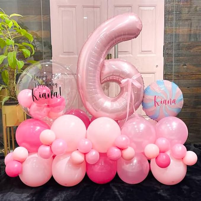 Light Pink 4 Balloon, 40 Inch Large Pastel Pink Foil Helium Number Balloons 0-9 - Image 5