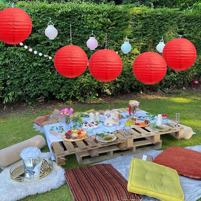 BEISHIDA 10 Inch Red Paper Lanterns 6 Packs Hanging Round Chinese Lantern | - Image 5