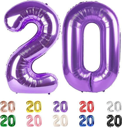 20 Balloons Number for 20th Birthday Party Decorations Women Men, Inflation by Mluchee