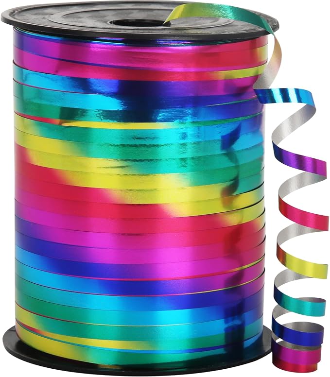 500 Yard Rainbow Ribbon, Rainbow Curling Ribbon, Curly Ribbon by OMISELIO