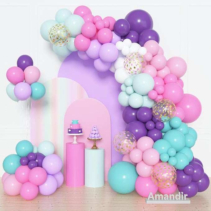 Amandir 153 Pcs Pink Purple Balloons Arch Garland Kit, Different Sizes 18 12 10 by Amandir