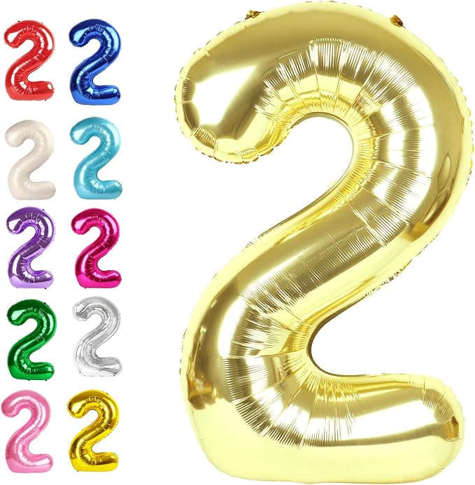 Light Gold Number 2 Balloon 40 inch, Balloon numbers party supplies, deco photo by Upgesy