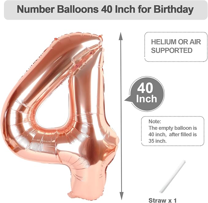 Number Balloons 40 Inch Rose Gold 3 Balloon - Image 5