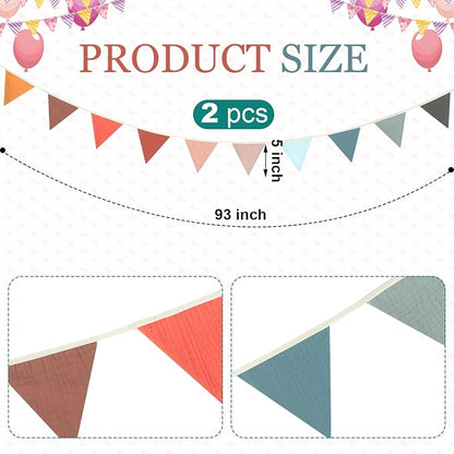 Oudain 2 Pcs Pennant Banner Flags Nursery Garland Triangle Bunting Flags - Image 2