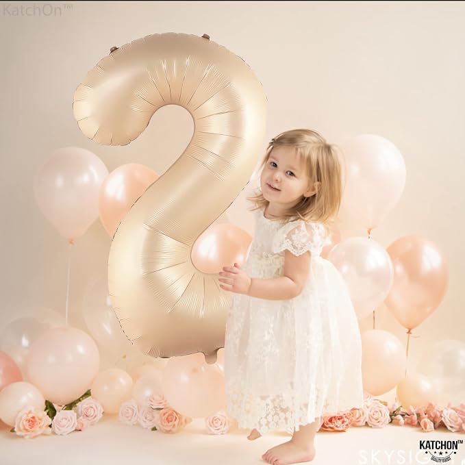 KatchOn Caramel Number 2 Balloon 40 Inch 2nd Birthday Decorations - Image 2