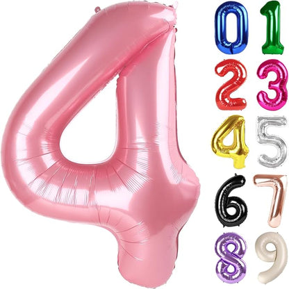 4 Balloon - Pastel Pink Birthday Number Balloons, 40 Inch Decorations | Pastel by ALPHADELTAPI