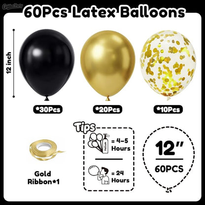 Black and Gold Balloons, Baby Shower, Anniversary, Graduation, Wedding Party - Image 2