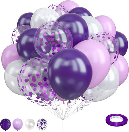 Purple and White Balloons, Lavender Party Balloons - Image 9