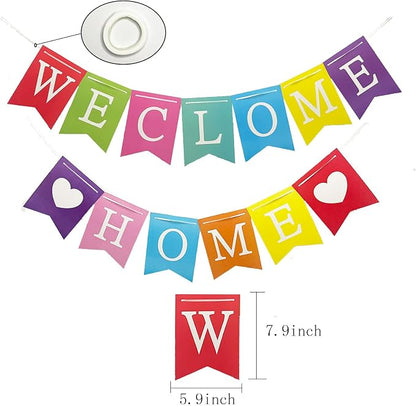Welcome Home Banner Decorations Glitter Colorful Bunting Backdrop - Image 6