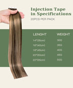 SURNEL Injected Invisible Tape in Hair Extensions Human Chocolate Brown to Caramel Blonde Seamless Invisible Tape in Extensions 18 Inch 20 Pcs 40g(#4274,18)