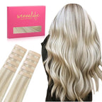 WENNALIFE Tape in Hair Extensions Human Hair Tape in Extensions, 10pcs 25g 16 inch Remy Invisible Tape Ins
