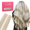 WENNALIFE Tape in Hair Extensions Human Hair Ash Blonde Highlighted Platinum Blonde Tape in Extensions, 10pcs 30g 20 inch Remy Invisible Tape Ins Straight Soft Real Human Hair Tape in Extensions