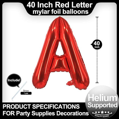 40 Inch Red Letter A Balloons, DIY Phrase Foil Alphabet Letter A Balloons DIY - Image 2