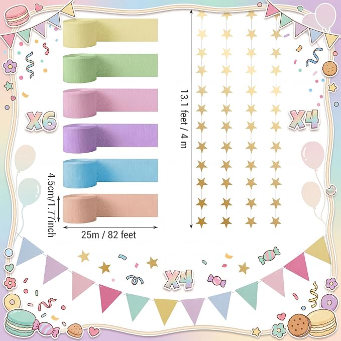 Frienda 14 Pcs Pastel Party Decorations Set - Image 3