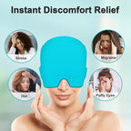 Migraine Relief Cap with Gel Top Coverage, Headache Relief Hat for Migraine Sinus Tension Stress Pain Relief, Migraine Ice Head Wrap Ice Gel Packs Hot Cold Therapy Headache Relief Cap