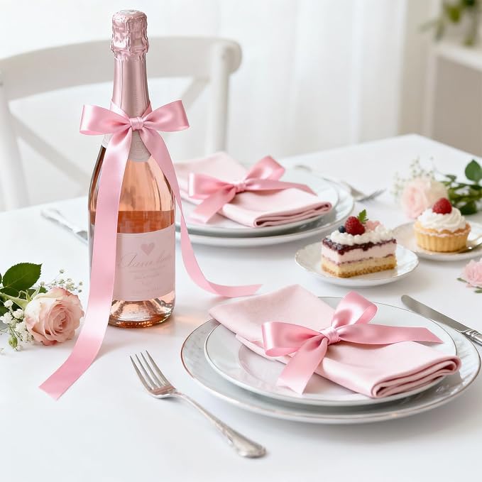 KINGLAKE Light Pink Satin Ribbon - Image 5
