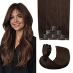 Pro2.0 Clip in Hair Extensions Real Human Hair 20inch 7pcs Color #4 Chocolate Brown Remy Real Human Hair Extensions Clip ins 120g Thick Seamless Double Weft for Women（#4a-20inch）