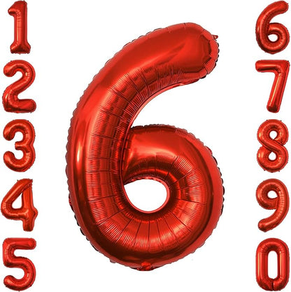Red Number 6 Balloon 40 Inch, Foil Numeral by Unknown