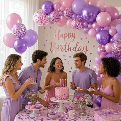 KBZVNAF Pink and Purple Latex Balloons 60 Pack 12 inch | Metallic Purple Pink - Image 5