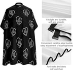 Large Long Hair Cutting Cape, Salon Apron Cat Dog Paw Prints Heart Black Haircuting Salon Cape Gown for Hair Cutting Styling