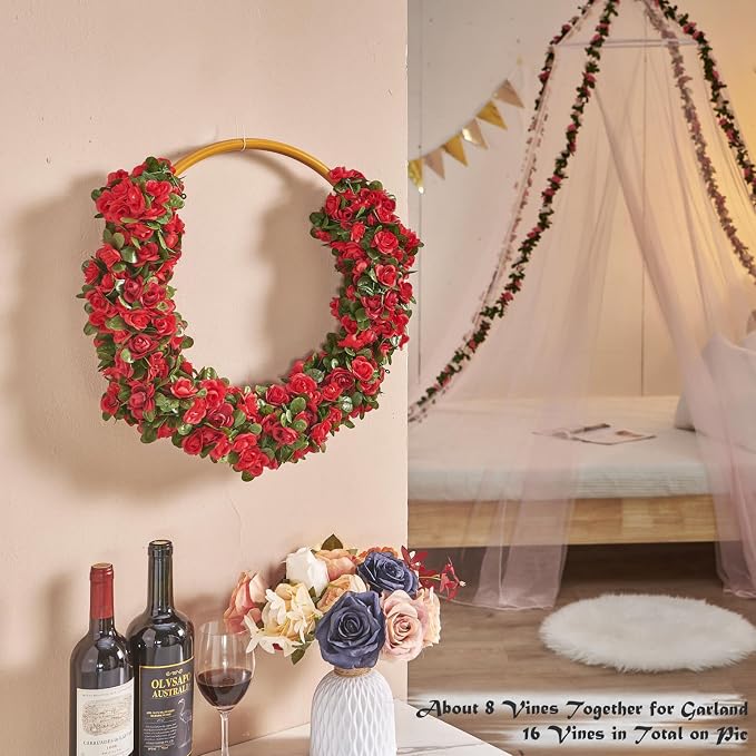 Artificial Flower Garland 8pcs 8.2ft Floral Rose Vine Decor, Hanging Faux Roses - Image 4