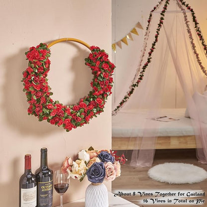 Artificial Flower Garland 8pcs 8.2ft Floral Rose Vine Decor, Hanging Faux Roses - Image 4