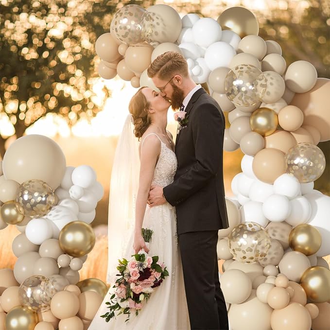 Ouddy Party 129Pcs Sand White Balloons Different Sizes - Image 6