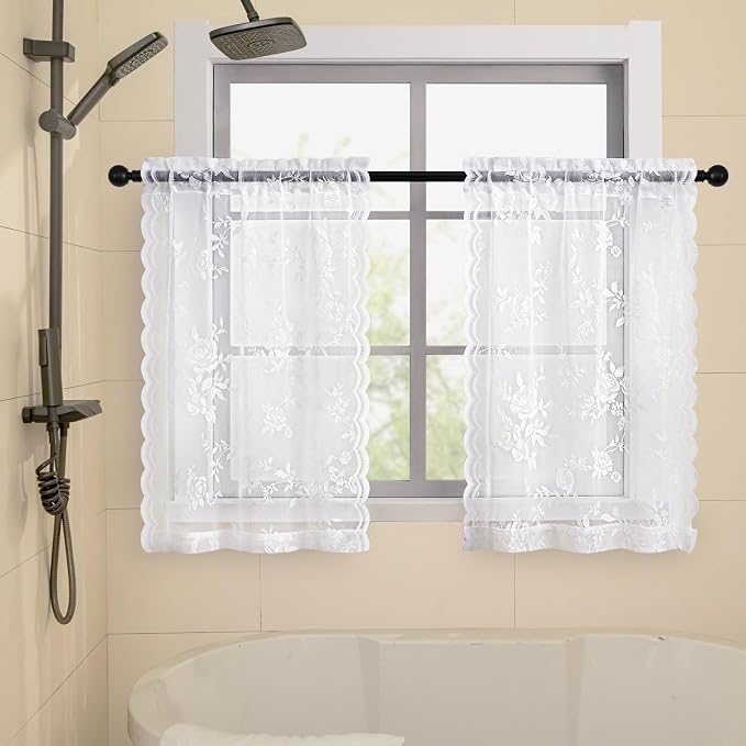SEEKRIGHT White Kitchen Cafe Curtains - Image 3