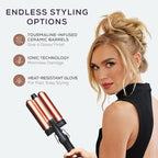 Sutra 4-in-1 Hair Curling Iron Set with Tourmaline Infused Ceramic Barrels - Professional Curling Wand Tool for Women with Clipless Curlers & Triple Barrel Waver - Styling Products for All Hair Types