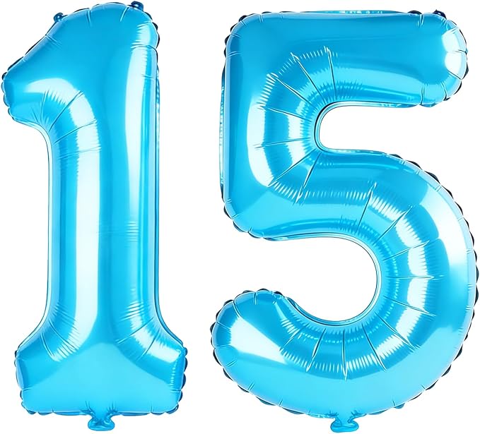 40 Inch Number 15 Balloons for 15th Birthday Party Decorations, 0-100 Jewelry by FOBELEC