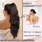 Ponytail Extension, 26 Inch Drawstring Ponytail Extension for Women Long Wavy Pony Tails Hair Extensions Synthetic Clip in Ponytail Hairpiece for Women(Brown)