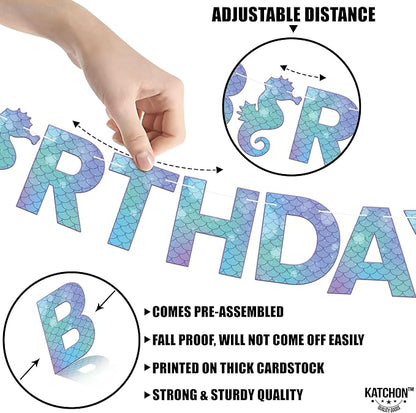 KatchOn Blue Happy Birthday Banner Backdrop 10 Feet, Birthday Decorations | - Image 3