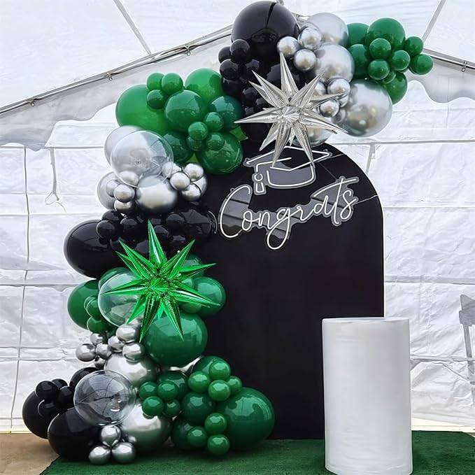 Black and Green Silver Balloon Arch Kit - Image 3
