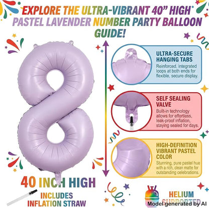 40 Inch Lavender Foil Number 18 Balloon - Image 2