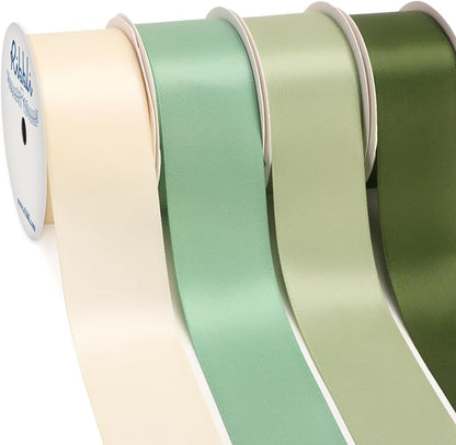 Ribbli Sage Green Satin Ribbon 1-1/2 Inch x 4 Rolls Total 40 Yards- by Ribbli
