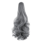 Claw Clip Ponytail Extension 18" Clip in Wavy Ponytail Hair Extensions Long Pony Tails for Women Extensions Granny Gray Wave Hairpiece