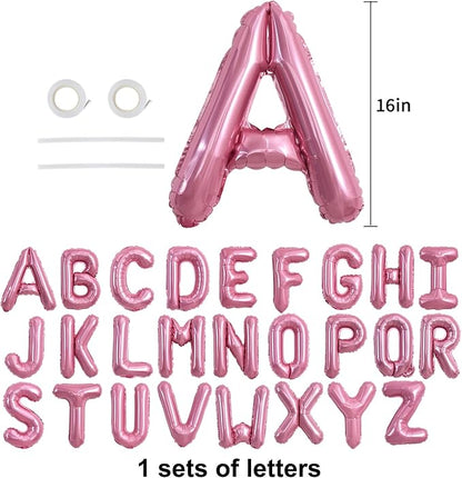 TONIFUL Pink Letter Balloons 26 Pcs 1 Set A-Z Alphabet Banner Kit – 16 Inch - Image 2