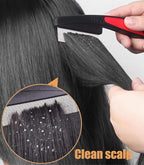 Dandruff Comb Fine Tooth Scalp Detox Comb Lice for Women, Men & Kids Stainless Steel Scalp Detoxing, Sweep & Massage Hair Brush Tool for Hair Care (Red 1PC)