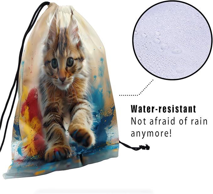 Giwawa Oil Painting Gymnastics Grip Bag Lovely Cat Women Athlete Gym String Bag - Image 4